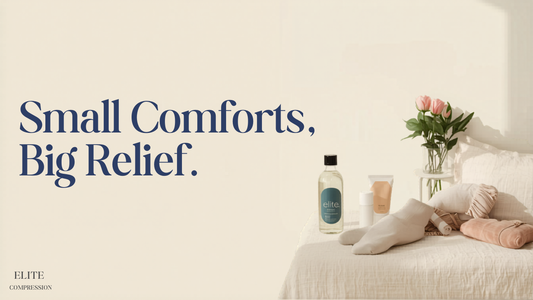 Small Comforts, Big Relief — cover image for a post-surgery recovery comfort items guide from Elite Compression