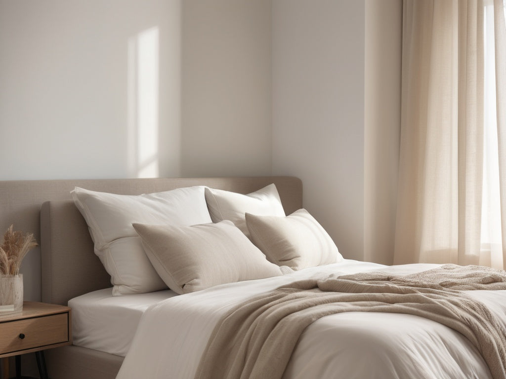 Bedroom with wedge pillow setup for post-surgery sleep