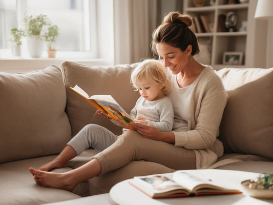 Mother reading to a toddler during recovery