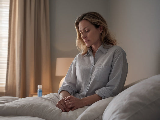 Woman resting comfortably propped on pillows during early tummy tuck recovery